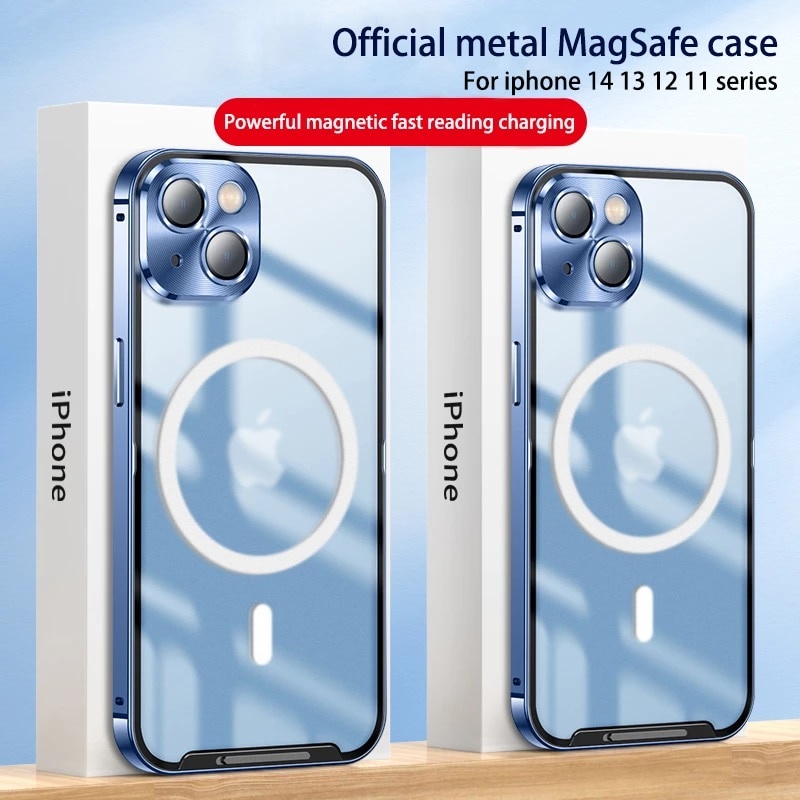 IPHONE Casing Magsafe Magnetik Logam iPhone14 13 12 11 Pro Max Baru Ditingkatkan Untuk iPhone14 13 12 11 Pro Frosted Slim Aluminium Glass Case