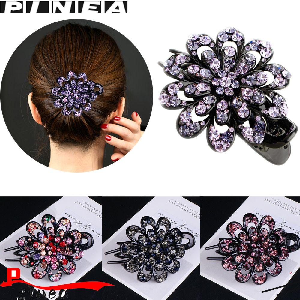 Hairpins Rhinestone Crystal Flower Hair Clip For Women Colorful