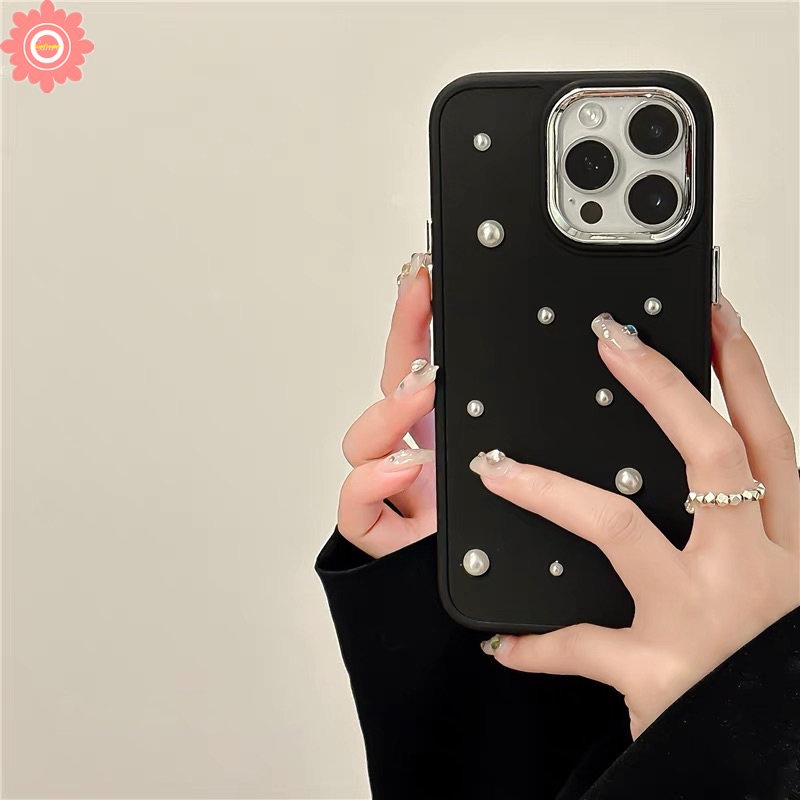 IPHONE Casing Electroplate Mewah Kompatibel Untuk Iphone11 13 14 12 Pro MAX 7plus 8plus 14 7 8 Plus XR X XS MAX 3D Mutiara Romantis Langit Berbintang Plating Tahan Guncangan Casing Belakang TPU Lembut