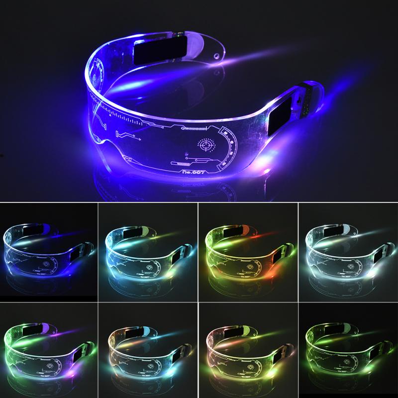 7 Warna Kacamata LED Pesta ​Rave Party DJ Club / Led Colorful Luminous Glasses / Kacamata Cyberpunk 7 Warna