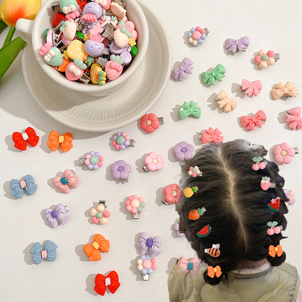 10pcs/set Anak-Anak Lucu Buah Hewan Poni Klip Hair Clip/Gadis Rambut Rusak Jepit Rambut/Frosted Girl Hair Pin/Jepit BB Warna Murni/Hairgrips/Aksesoris Rambut Hiasan Kepala