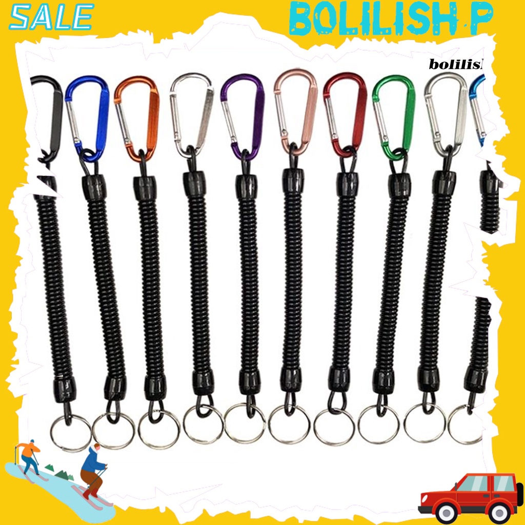 Bo-anti Hilang Tali Ditarik Elastis Dengan Keyring Carabiner Multifungsi Anti-Pencurian TPU Digulung Musim Semi Memancing Anti-lost Safety Lanyard Perlengkapan Luar Ruangan