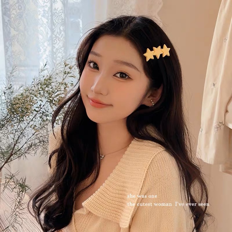 Klip Rambut Bintang Berujung Lima Sederhana Baru Lucu Fashion Poni Klip Aksesoris Rambut Perempuan