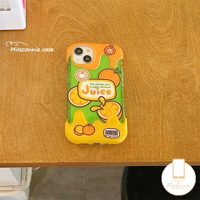 IPHONE Ins Musim Panas Buah Peach Orange Casing Ponsel Kompatibel Untuk Iphone14 11 12 13 Pro Max XR 7Plus X7 8 Plus XS Max SE 2020 Ice Cream Shockproof Cover Lembut TPU Shell