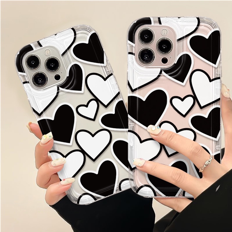 IPHONE Love Case Kompatibel Untuk Iphone14 13 12 11 Pro XS Max X Xr7 +8 Plus Casing Ponsel Lembut Transparan TPU Silikon Shockproof Cover