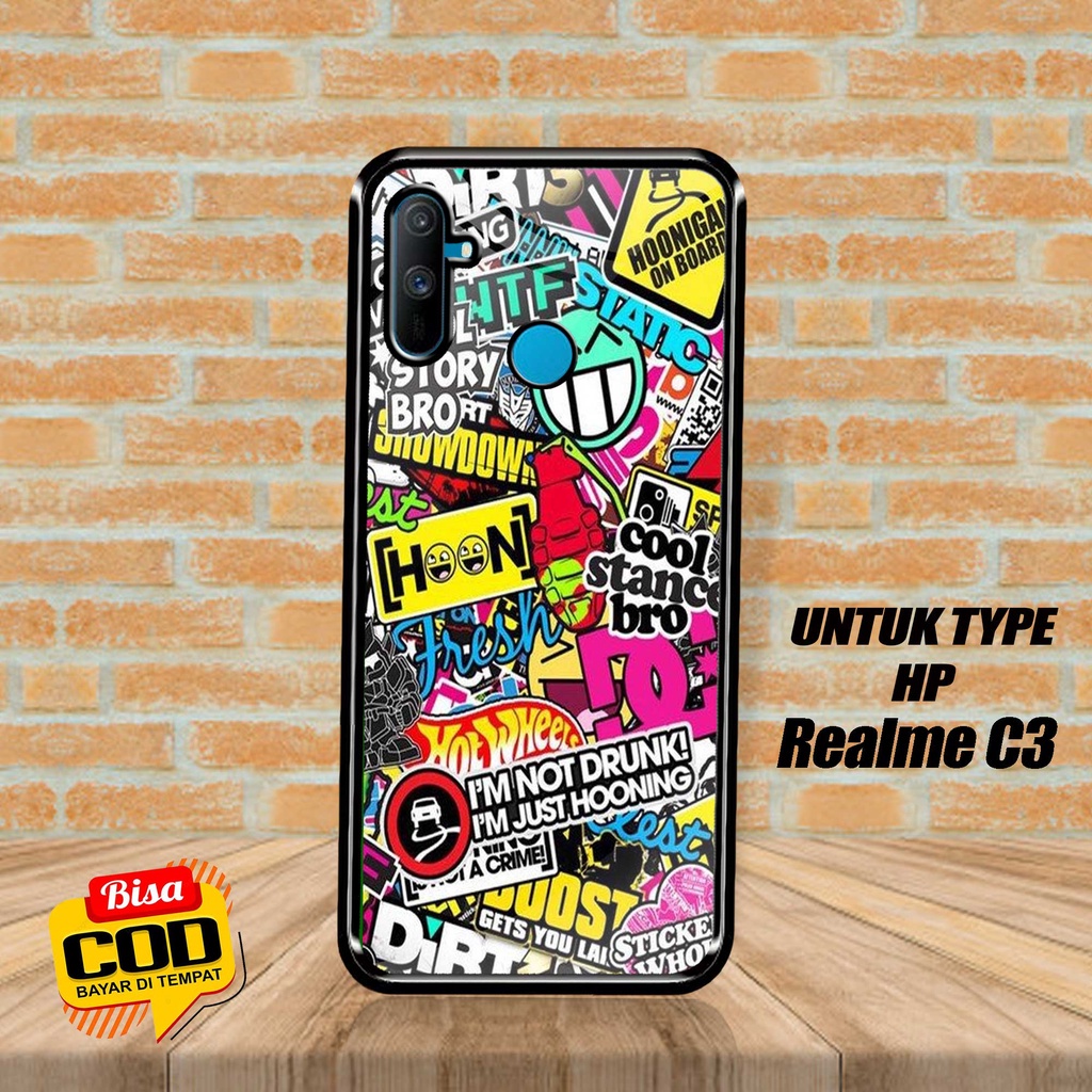 LIGHTNING - Case Realme C3 [STIKER] - Fashion Case Realme - Case Terbaru Hp Realme - Case Termurah -