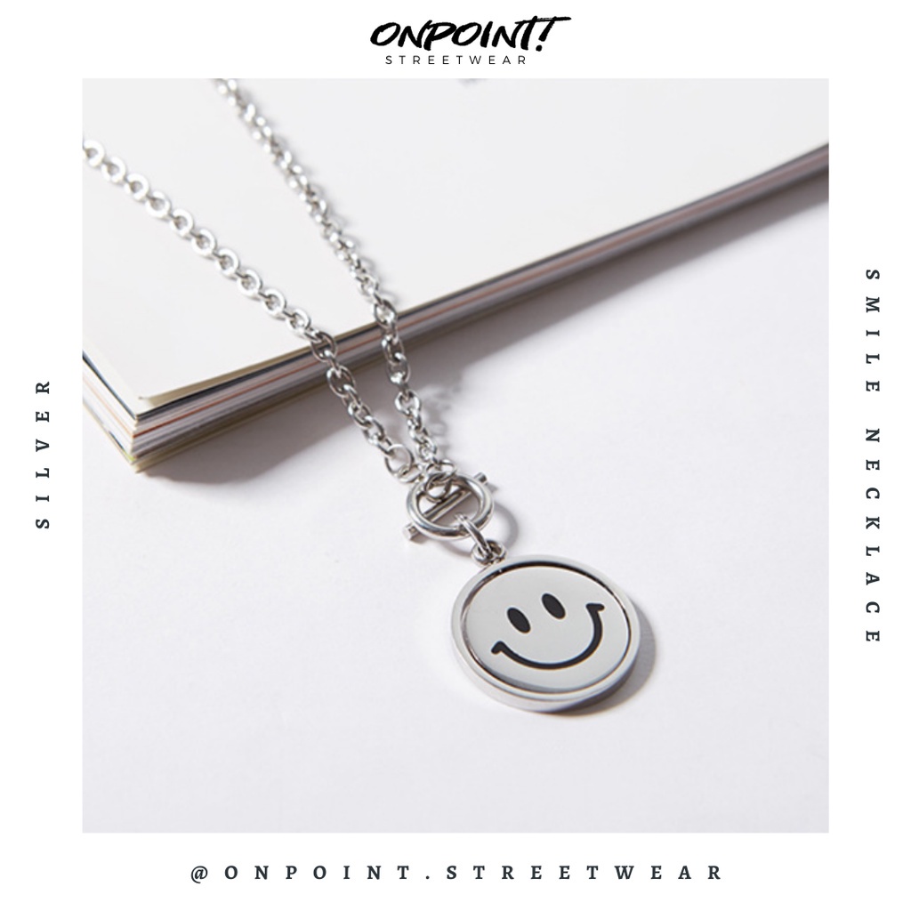 Smile necklace - kalung pria aksesoris pria fashion silver korea streetwear kalung necklace perhiasa