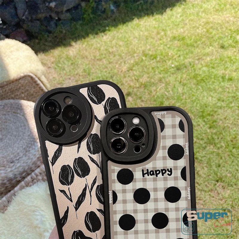 Fashion Retro Gelombang Titik Bunga Casing Untuk Infinix Hot 11 10s 11s 10T 10 9 Play Smart 5 6 Hot 10 Lite 10T 11 10s 11s Note 8 Kepribadian Vintage Tulip Kisi Shockproof Soft Case