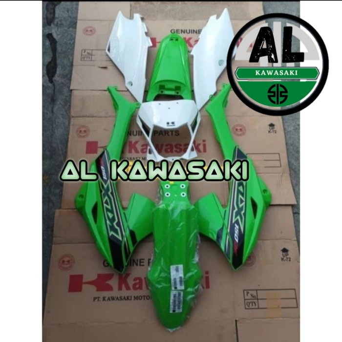 cover body sayap bodi set klx150 klx 150 bf hijua putih original Kawasaki