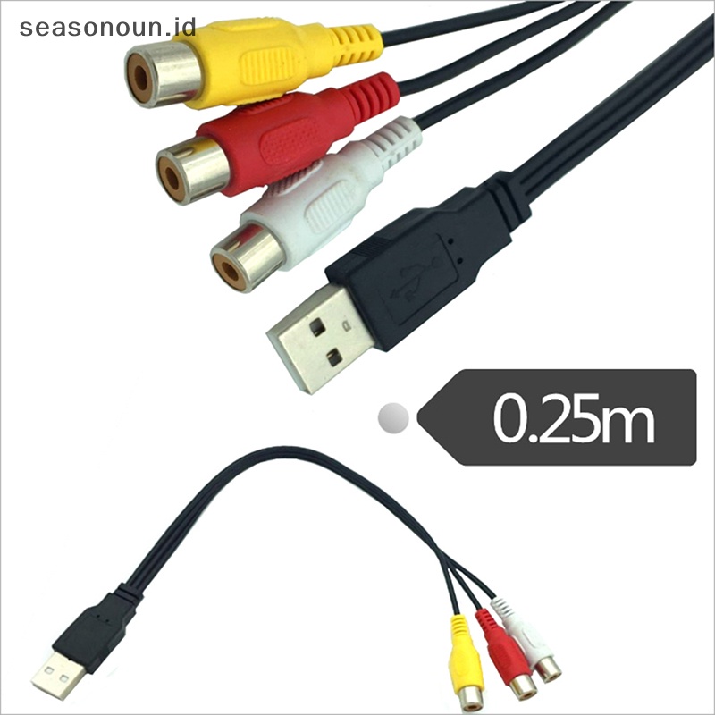 Seasonoun usb male plug to 3kabel rca female adapter audio converter usb to rca.