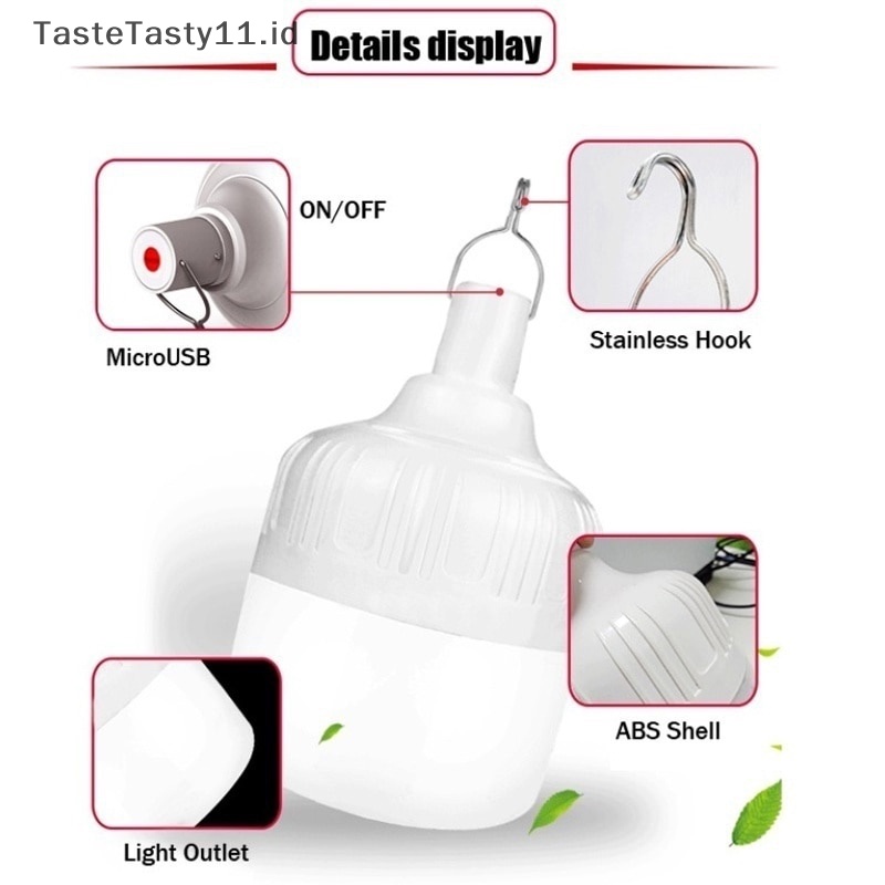 Tastetasty Lampu Emergency LED USB Rechargeable Rumah Lentera Portabel Luar Ruangan 200W.