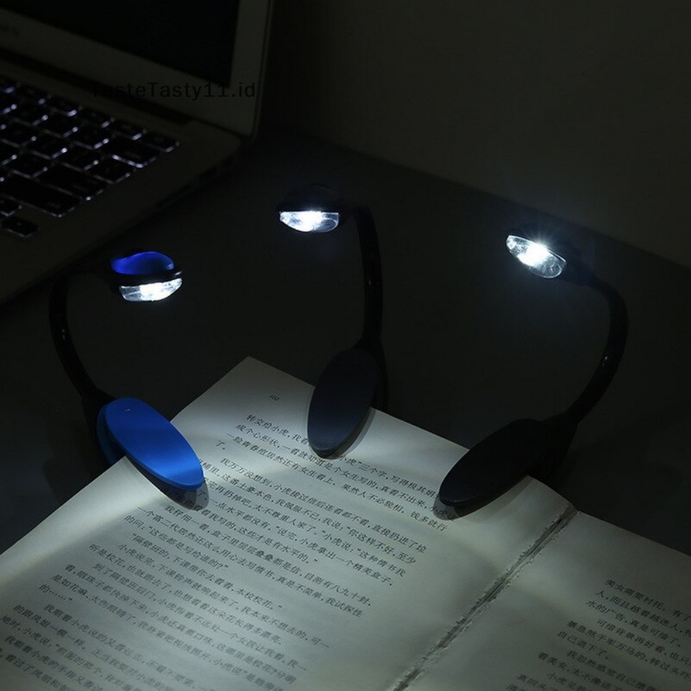 Tastetasty LED Pelindung Mata Buku Lampu Malam Adjustable Mini Clip-On Lampu Meja Belajar Batt.