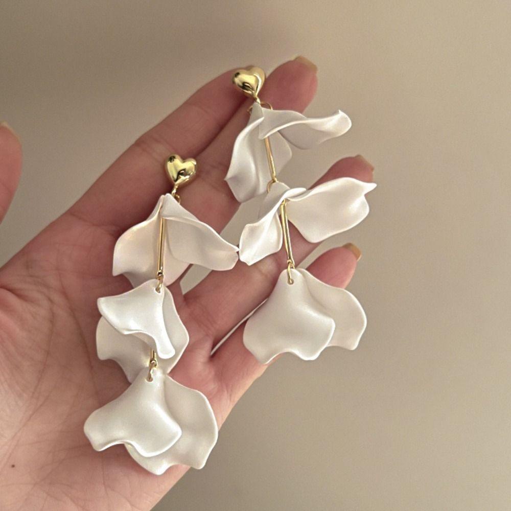 Mxbeauty Anting Korea Hadiah Panjang Trendi Indah Telinga Aksesoris Romantis Kelopak Drop Earrings