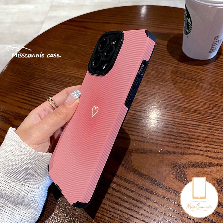 Pink Love Heart Phone Case Untuk iPhone 11 Pro Max X XR 78 Plus XS Max11 12 13 14 Pro Max Mewah Tekstur Kulit Shockproof Silikon Lembut Tpu Penutup Belakang