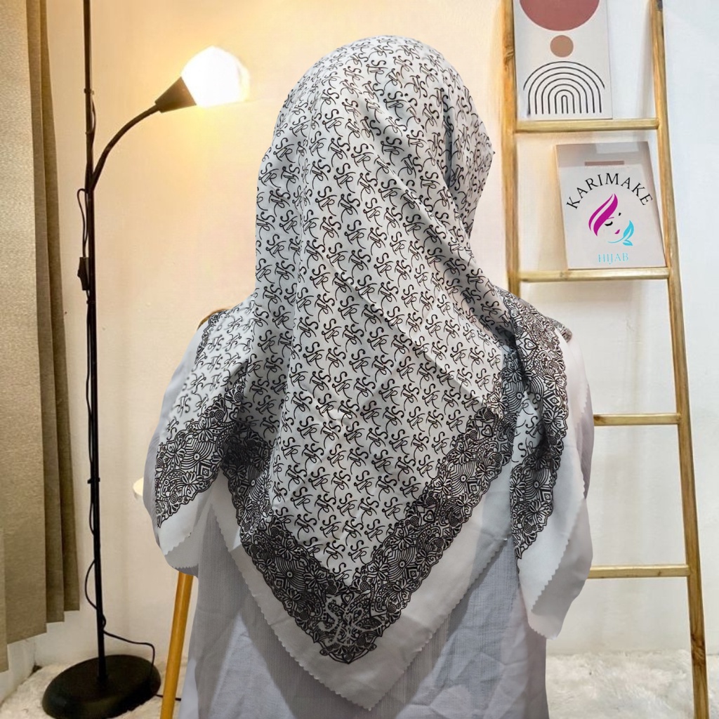 Karimake Hijab / Kerudung Segi Empat Voal Premium Printing Motif SLR Laser Cut 110 x 110