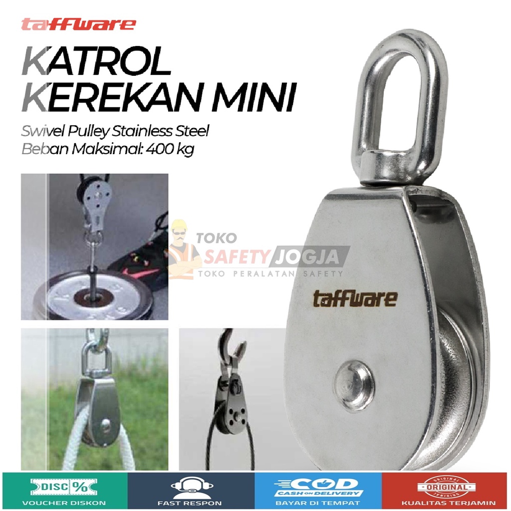 Katrol Kerekan Mini Serbaguna Swivel Pulley Stainless Steel m50 WARNA Silver