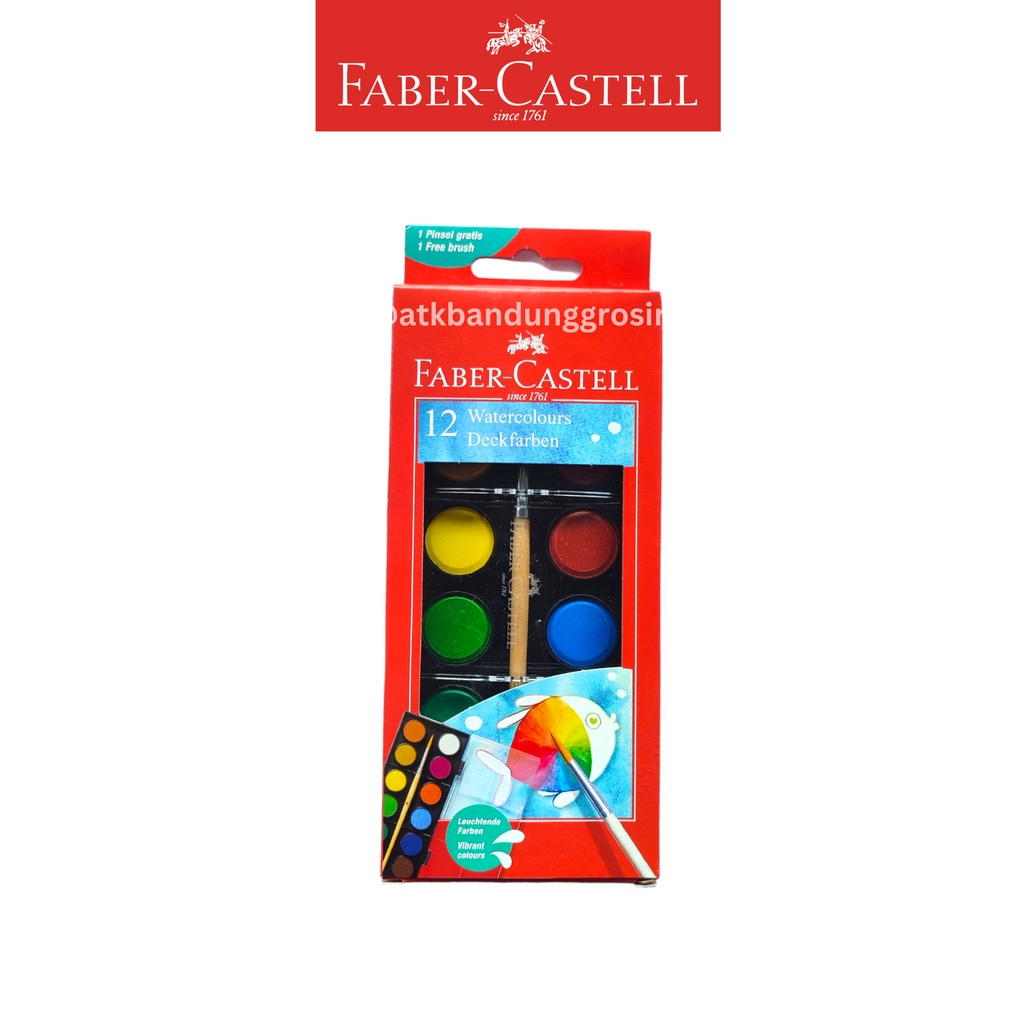 

Cat Air Faber Castell Watercolour Paint Cakes 12 Warna Hard case Free Kuas 125011 SHESB