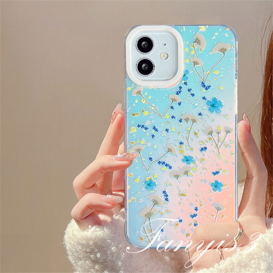 Compatible For IPhone 14 13 12 11 Pro Max X XR Xs Max 8 7 Plus SE 2020 Kompatibel Untuk Layar Penuh Dandelion IMD Laser Gradiasi Ponsel Case TPU Lembut Shockproof Cover Pelindung