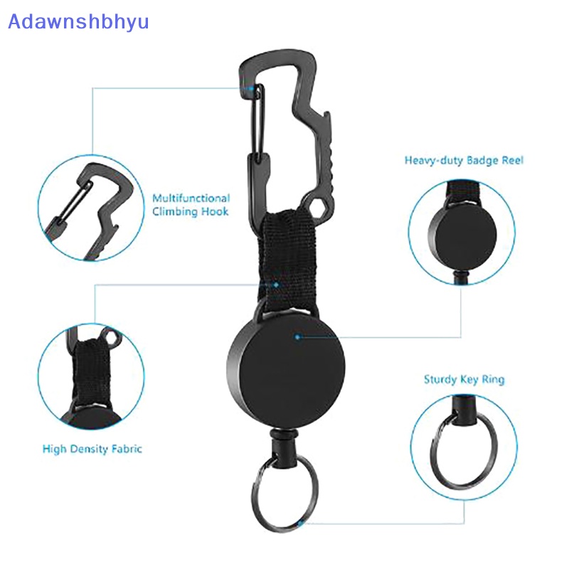 Adhyu Retractable Keychain Heavy Duty Badge Holder Reel Dengan Klip Carabiner Multitool ID