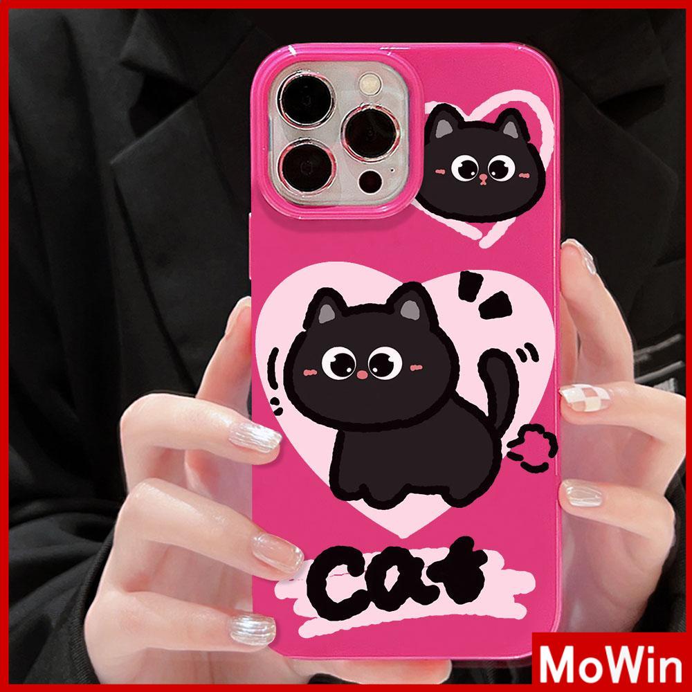 For iPhone 14 Pro Max iPhone Case Pink Glossy TPU Soft Case Shockproof Protection Camera Cartoon Cute Cat Compatible with iPhone 13 Pro max 12 Pro Max 11 xr xs max 7Plus 8Plus