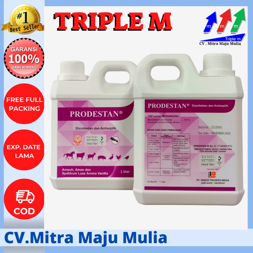 PRODESTAN 1 LITER DISINFEKTAN &amp; ANTISEPTIK AROMA VANILLA TRIPLE M