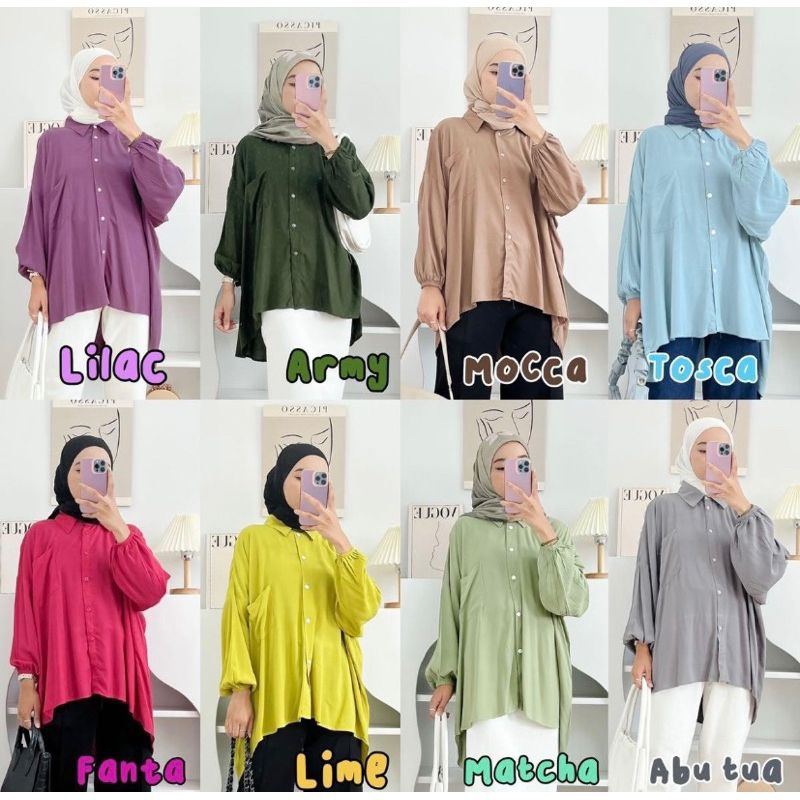 Kemeja Maudy Shirt - Kemeja Rayon Oversize Wanita