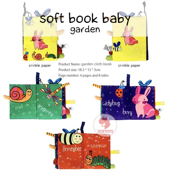 Zoetoys Soft Book Baby | Baby Contrast Soft pillow Book buku bantal cerita bahan kain anak bayi | Mainan Edukasi Anak