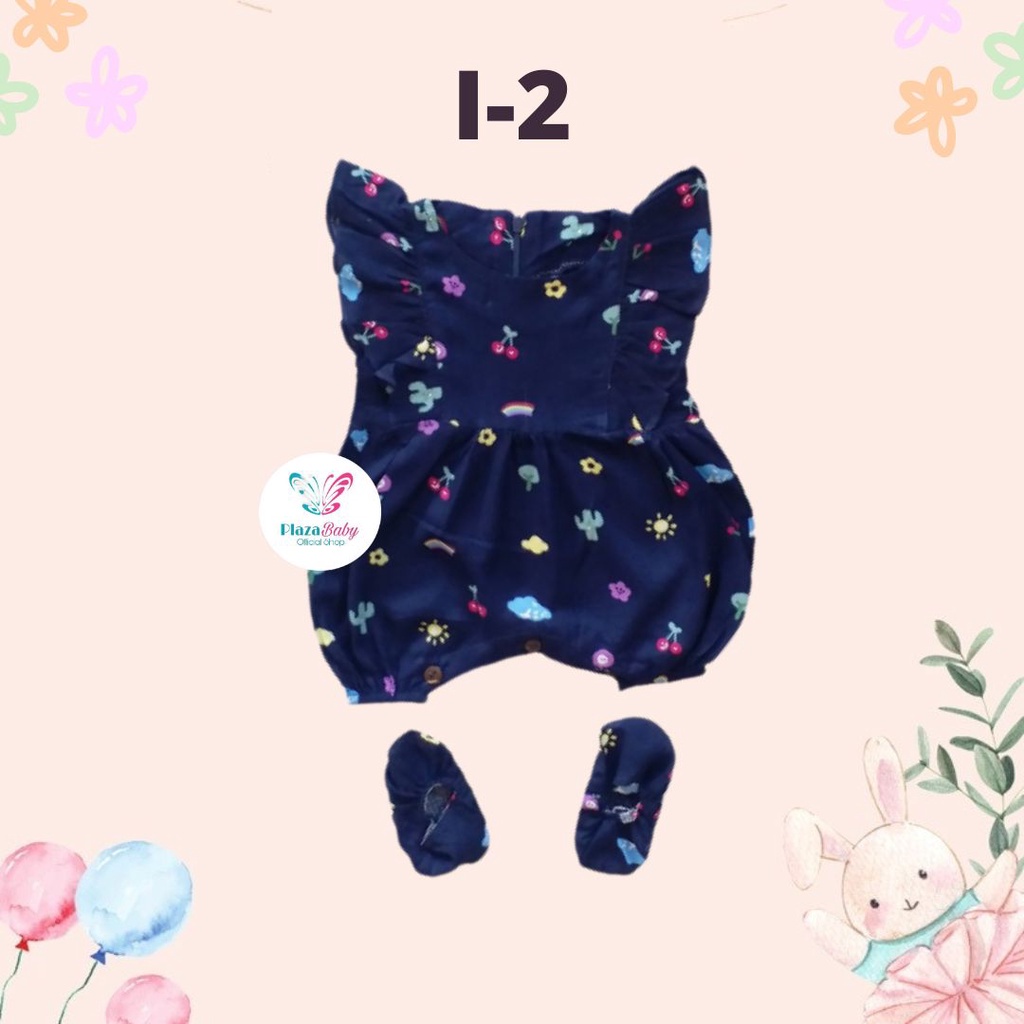 PROMO 7.7 plazababyku  JUMPSUIT ZEELAA setelan anak perempuan jumper bayi motif bunga lucu free sarung kaki BUBIBEE