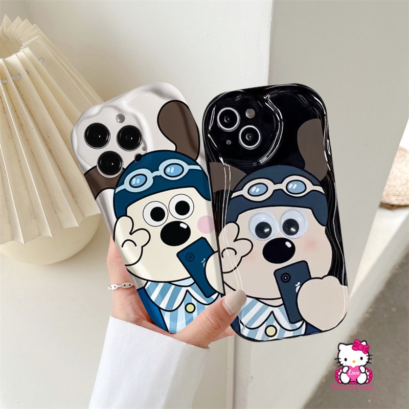 Casing Airbag Glossy Tepi Melengkung Bergelombang 3D Untuk Redmi A1 10C 10 9 9T 10A 9C NFC A2 9A POCO M3 Redmi Note 11 Note 10 Pro Note 10s Note9 11s Note 8sarung Pasangan Anjing Gromit Kartun Lucu