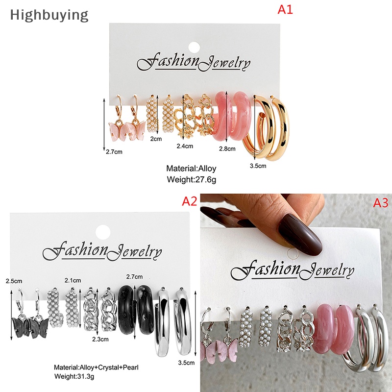 Hbid 5pasang/Set Berbagai Jenis Kepribadian Fashion Logam Mutiara Anting Set Wanita Fashion Aksesoris Glory