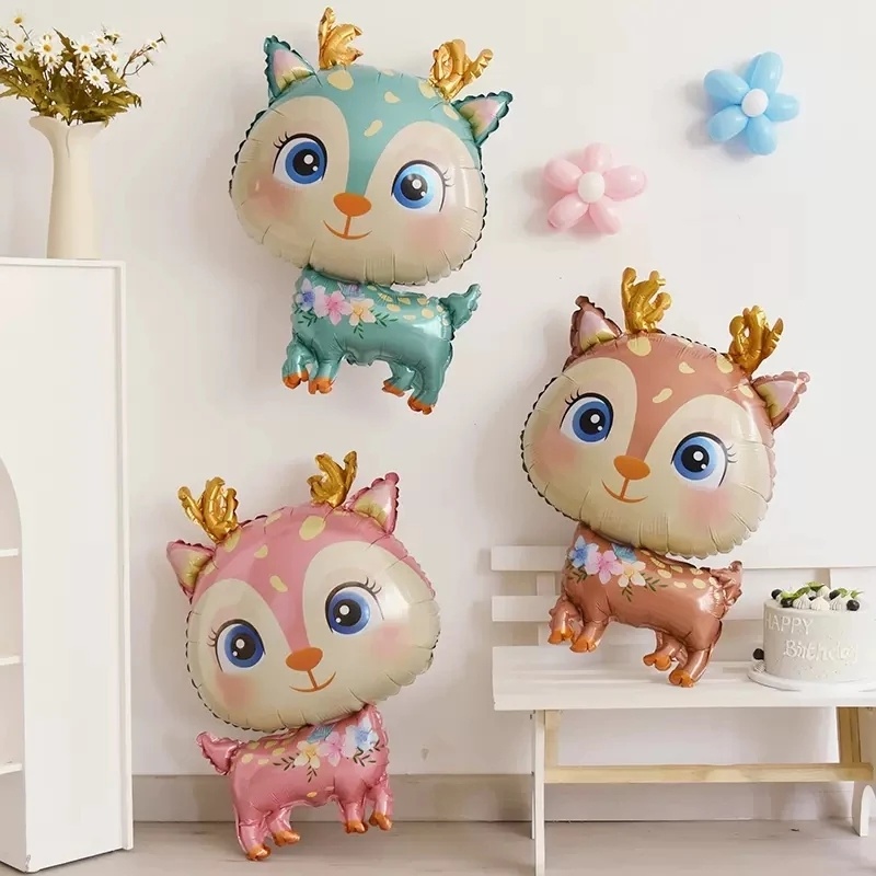 Balon Foil Rusa Hutan Lucu/Fox Forest Animals Balloon Dekorasi Pesta Ulang Tahun