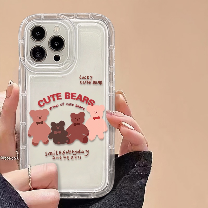 IPHONE Casing Ponsel Kompatibel Untuk Iphone14 13 12 11 Pro XS Max X Xr7 +8 Plus Soft Casing Beruang Lucu Transparan TPU Silikon Bening Shockproof Cover