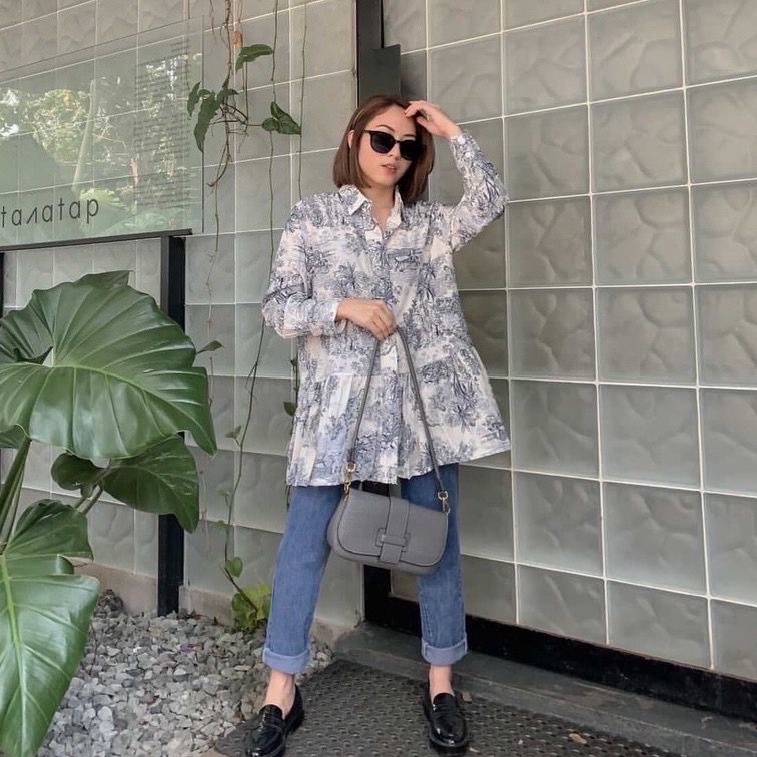 BEFAST - ZFS OOTD WANITA BLOUSE IRNA / HARVI DYOR PREMIUM BLOUSE / Atasan Wanita Lengan Panjang / Pakaian Casual Wanita / Blouse Motif Bunga-Bunga / Fashion Kekinian Remaja ABG Trendy / Outfit Daily Kerja Wanita