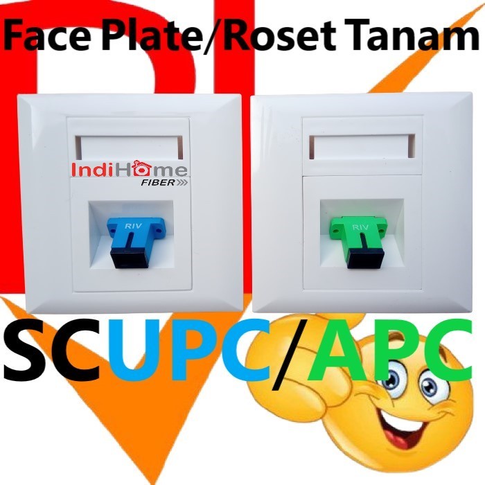 Roset Tanam/Face Plate 1 Core SC +Adapter SM FTTH FO/Fiber Optic/Optik - Out, +Adapter SC