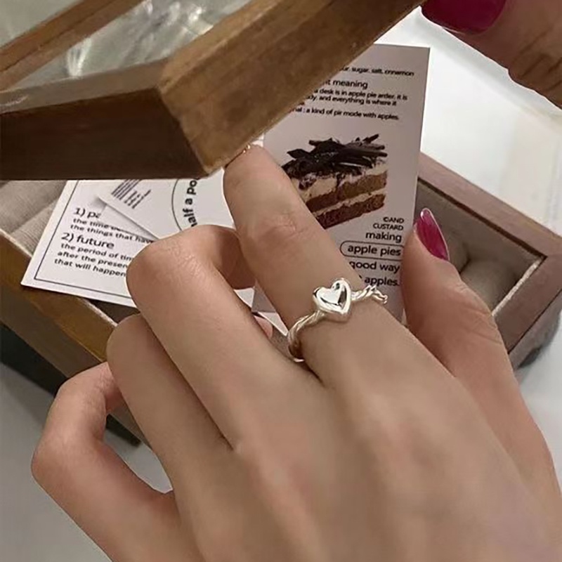 Peach Jantung Cincin Untuk Perempuan Stainless Steel Warna Perak Fashion Perhiasan Rings Pesta Pernikahan Aksesoris