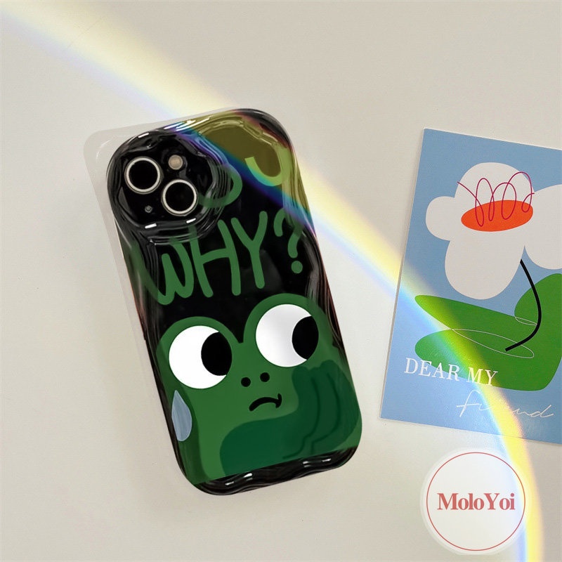 IPHONE Pasangan Lucu Kartun Lucu Katak Case Kompatibel Untuk Iphone11 14 12 13 Pro Max7 8 Plus XR X XS Max6 6s SE 2020 Monster Kecil Baru 3D Bergelombang Melengkung Tepi Lembut Tpu Lovers Cover