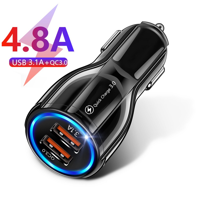 USB Car Charger Mobil Dual USB Port 3.1A QC3.0 Fast Charger - DC-681