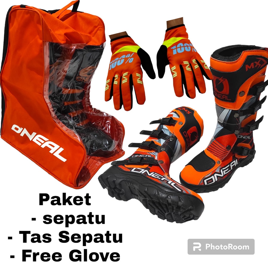 sepatu cross fullprinting plus tas FREE SARUNG TANGAN bots mx trail  motor cross gastrack or enduro kualitas premium