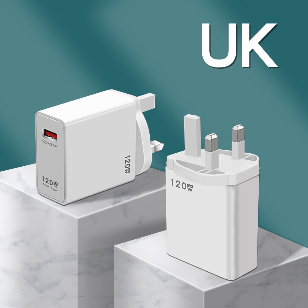 Xiaomi Charger 120W Super Fast Charging EU/US/UK Standard Charger Cocok Untuk Xiaomi12/12Pro Kepala Cas Petir Ekstrim