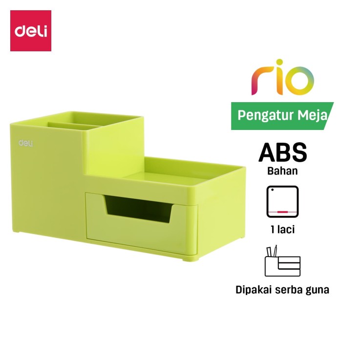 

✨BESTSELLER✨ - Deli EZ25150 ABS,PS Desk Organizer Green, 3comp., 1 drawer (Green)- 1.2.23