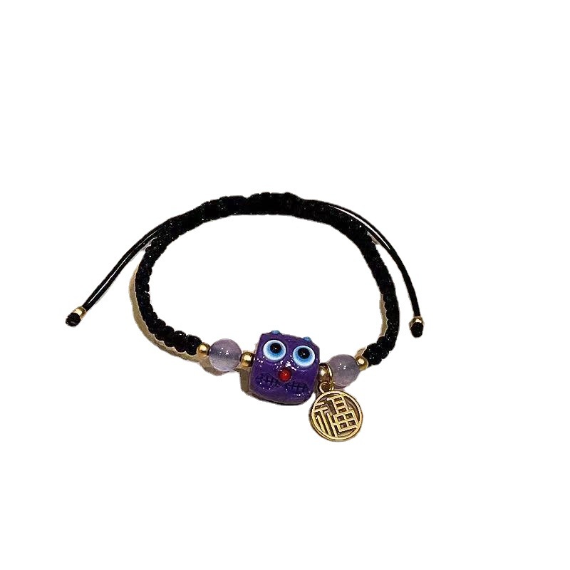 Kartun Baru Monster Kecil Merek Rejeki Tenun Tangan Gelang Perempuan2023 Gaya Baru Trendi Lucu Childlike Stretch Bracelet