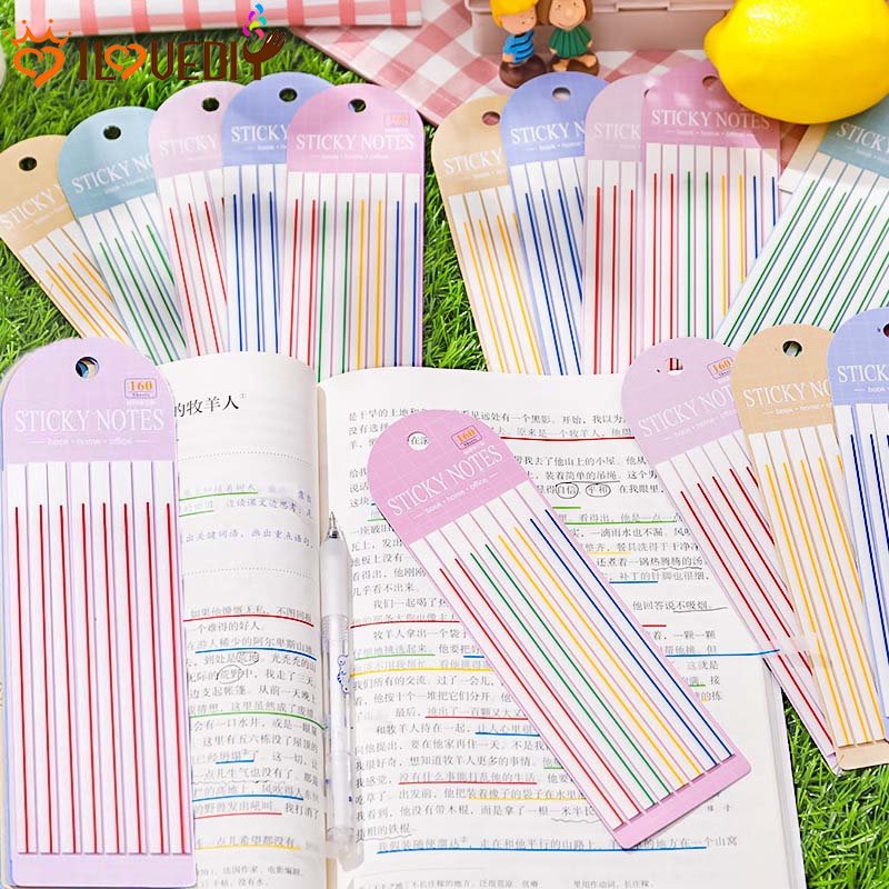 [Unggulan] 1pc Stiker Penanda Bacaan Siswa Tab Telunjuk Transparan Strip Panjang Indeks Note Strip Lengket Warna-Warni Super Tipis Alat Tulis Perlengkapan Kantor Sekolah Sticky Notes