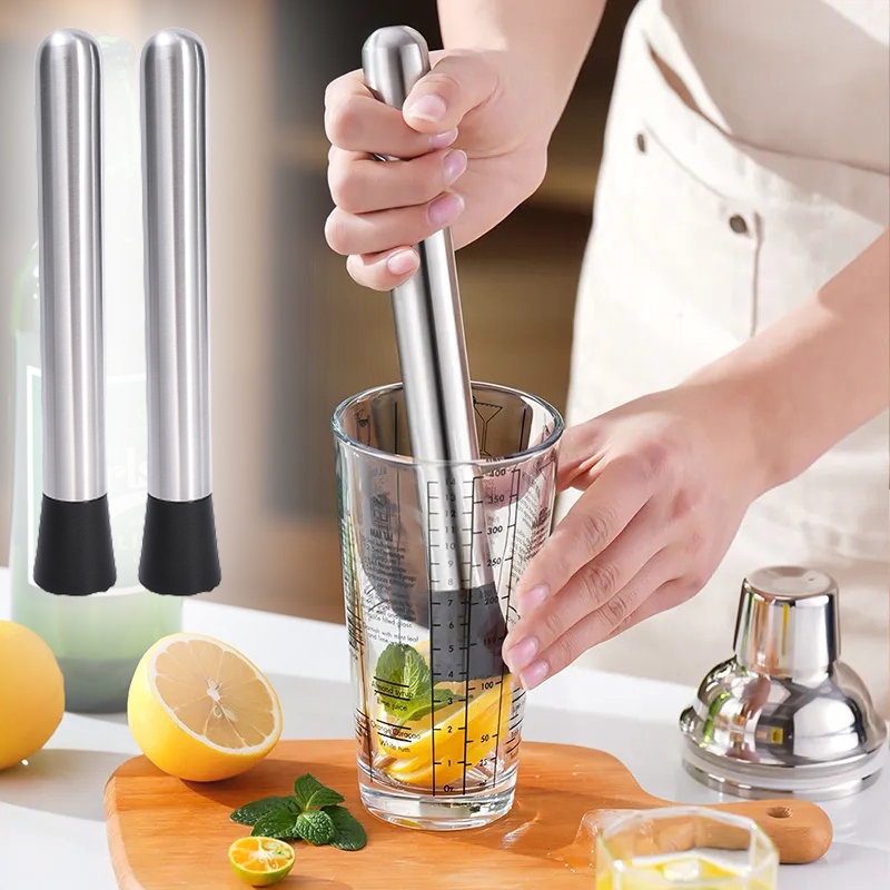 Stainless Steel Palu Es Penghancur Es Mixing Rod Lemon Squeezed Stick Buah Tumbuk Muddler Untuk Cocktails Minuman Jus Bartender Profesional Alat Bar Rumah