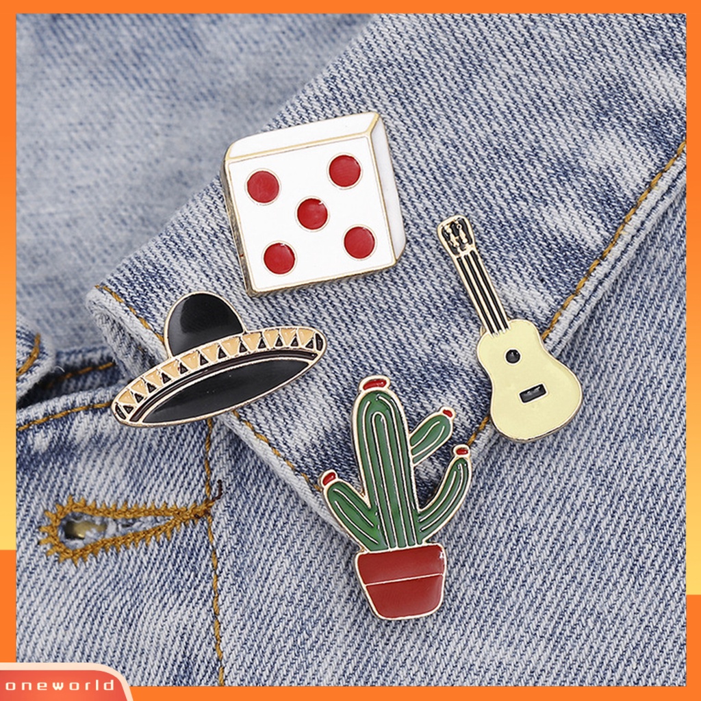 [ONE] Pot Kartun Mini Motif Kaktus Planet Kerah Bros Lapel Pin Ransel Aksesoris Untuk Dekorasi Jas