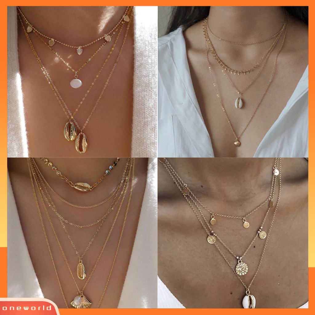 [ONE] Kalung Wanita Multi-layer Gaya Etnik Semua Cocok Pengerjaan Yang Baik Women Pendant Untuk Hadiah