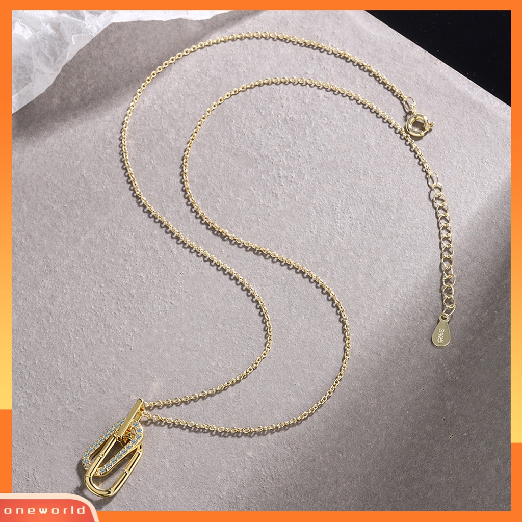 [ONE] Wanita Kalung Huruf Cincin Berlian Imitasi Perhiasan Berkilau Tahan Lama Liontin Kalung Untuk Pernikahan