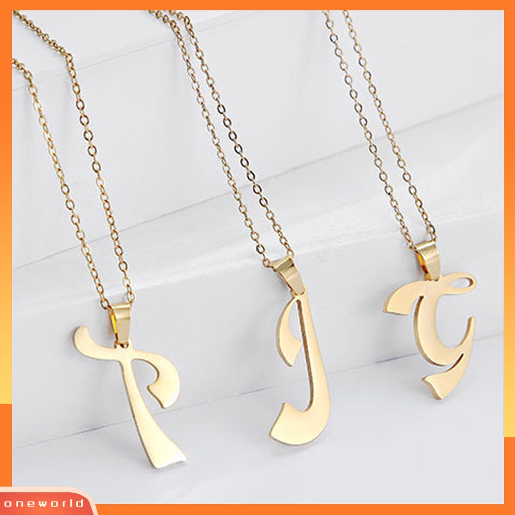 [ONE] Liontin Kalung Cursive 26huruf Perhiasan Simple Bright Luster Kalung Pasangan Untuk Pakaian Sehari-Hari