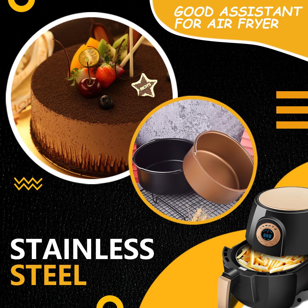 Carbon Steel Round Cake Pan Non Stick Cetakan Coklat Rumah Air Fryer Insert Cetakan Tray Pressure Cooker Grill Peralatan Perlengkapan