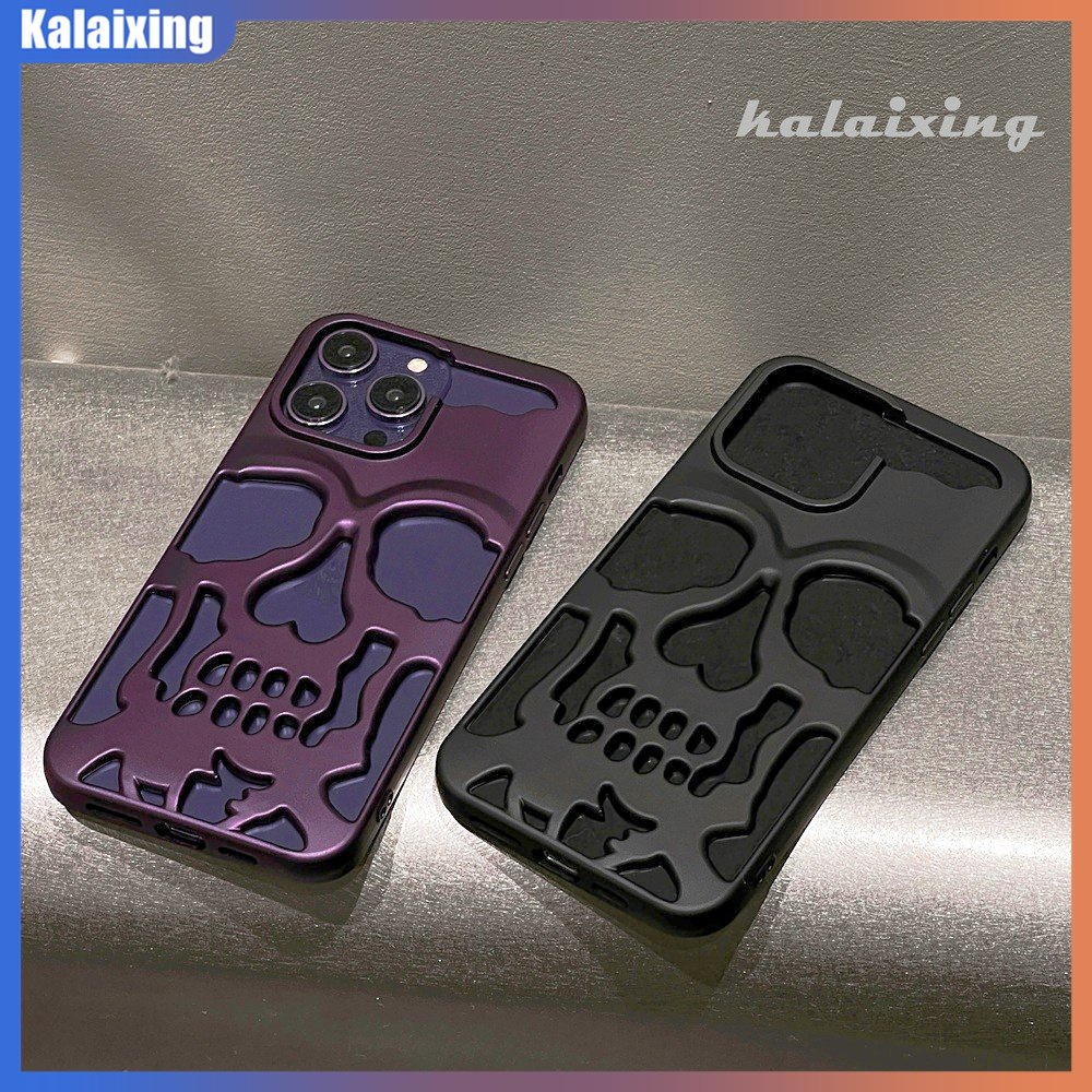 Casing Ponsel Tengkorak Hollow Electroplating Untuk iPhone 14pro Max 13Pro Max 12pro Max 11pro Max Hard Case Warna-Warni