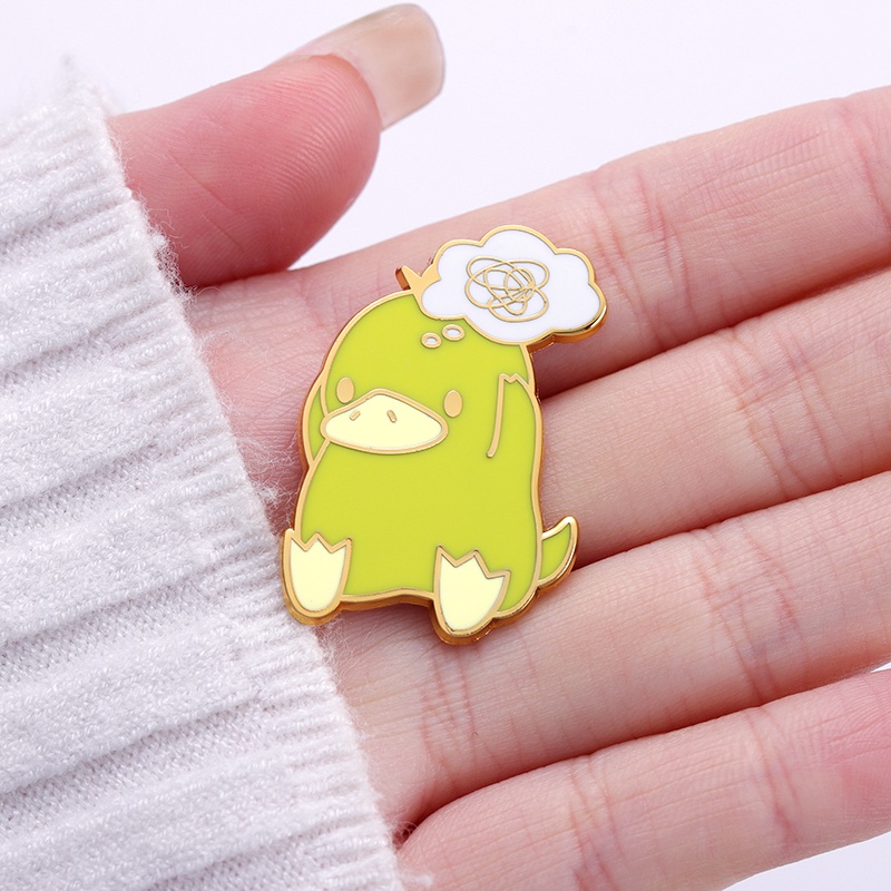 Lucu Psyduck Keras Ename Pin Bebek Kuning Overthinking Bros Lencana Kerah Pin Kartun Hewan Perhiasan Hadiah Untuk Teman Penggemar